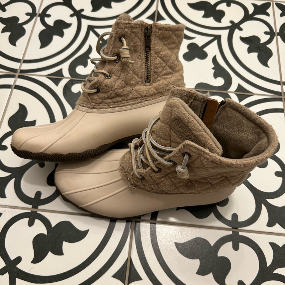 Sperry Taupe and Light Brown Women's Winter Rain Boots - Picture 2 of 6